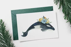 Killer whale watercolor clipart. Sea animal character design Product Image 3