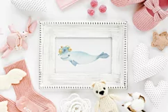 Watercolor Sea Beluga. Cute Animal. Individual element PNG. Product Image 3