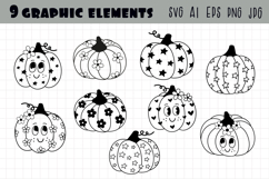Cute Pumpkin Clipart, Groovy Autumn Clipart, Autumn png, Product Image 2