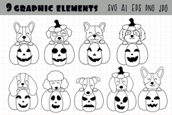 Puppy pumpkin svg, Halloween Dog Png, Black and white Product Image 2
