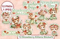 Cute Strawberry Kitten Stickers at Chuckleberry Farm PNG Product Image 2