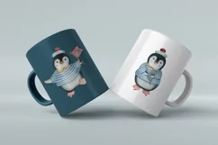 Cute Penguin watercolor clipart. Sea animal characters. Product Image 3