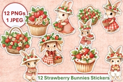 Cute Strawberry Bunny Stickers at Chuckleberry Farm PNG Product Image 2