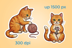 Set of cat stickers, embroidery style, domestic cat Product Image 2