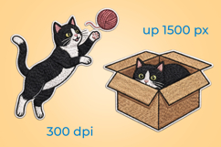 Set of cat stickers, embroidery style, domestic cat Product Image 2
