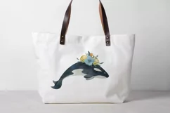 Killer whale watercolor clipart. Sea animal character design Product Image 4
