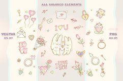 &quot;Love&quot; Set - St Valentine&#039;s Day cliparts, patterns EPS, PNG Product Image 2