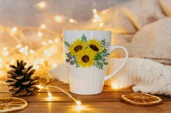 Sunflower sublimation watercolor bouquet, PNG clipart Product Image 3