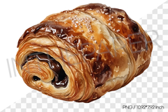 Pain au chocolat PNG Clipart Bread Dessert Watercolor Illust Product Image 1