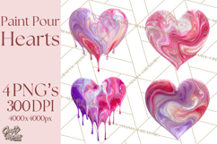 Valentine Clipart Heart Clip Art PNG Romantic Painted Hearts Product Image 1