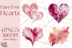 Valentine Clipart Heart Clip Art PNG Romantic Painted Hearts Product Image 1