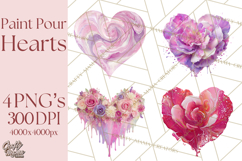 Valentine Clipart Heart Clip Art PNG Romantic Painted Hearts Product Image 1
