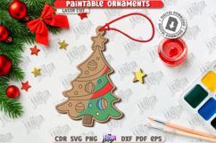 Paintable Christmas Ornament Laser Cut|Xmas Painting Toy SVG Product Image 1