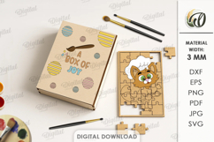 Paintable Wooden Kids Puzzle Laser Cut. Cat SVG Product Image 1