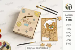 Paintable Wooden Kids Puzzle Laser Cut. Cat SVG Product Image 1