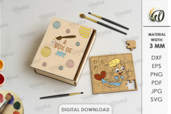 Paintable Wooden Kids Puzzle Laser Cut. Mermaid SVG Product Image 1