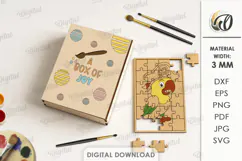 Paintable Wooden Kids Puzzle Laser Cut. Parrot SVG Product Image 1