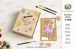 Paintable Wooden Kids Puzzle Laser Cut. Unicorn SVG Product Image 1