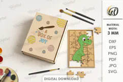 Paintable Wooden Kids Puzzle Laser Cut. Dragon SVG Product Image 1