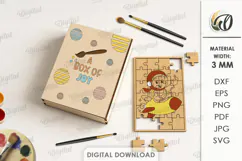 Paintable Wooden Kids Puzzle Laser Cut. Space SVG Product Image 1