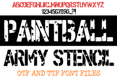 Paintball Army Stencil Font Military Spray Grunge Typeface Alphabet OTF by Squeeb Creative