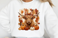 Painted Fall Autumn Highland Cow PNG Product Image 2