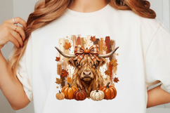 Painted Fall Autumn Highland Cow PNG Product Image 3
