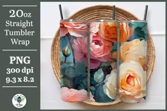 Peony sublimation PNG being shown on a 20oz tumbler