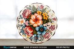 Painted Wood Flowers Wind Spinner Sublimation PNG Design Product Image 1