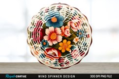 Painted Wood Flowers Wind Spinner Sublimation PNG Design Product Image 1