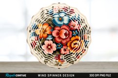Painted Wood Flowers Wind Spinner Sublimation PNG Design Product Image 1