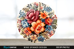 Painted Wood Flowers Wind Spinner Sublimation PNG Design Product Image 1