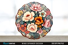 Painted Wood Flowers Wind Spinner Sublimation PNG Design Product Image 1