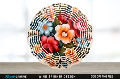 Painted Wood Flowers Wind Spinner Sublimation PNG Design Product Image 1