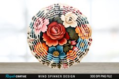Painted Wood Flowers Wind Spinner Sublimation PNG Design Product Image 1