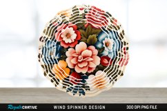 Painted Wood Flowers Wind Spinner Sublimation PNG Design Product Image 1