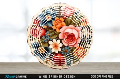Painted Wood Flowers Wind Spinner Sublimation PNG Design Product Image 1