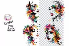 Painted Ladies, PNG, Junk Journal, Vintage, clipart 5 Product Image 1