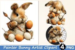 Painter Bunny Artist Clipart PNG Product Image 1