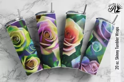 4 Painterly Roses 20oz Skinny Tumbler Wraps Product Image 1
