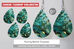 Earring Teardrop Green Marble Painting Product Image 1