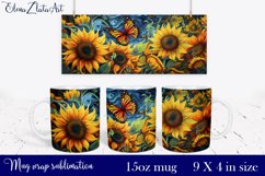 Watercolor sunflowers Mug Sublimation, Floral Design Mug Product Image 1
