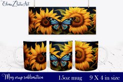 Watercolor sunflowers Mug Sublimation, Floral Design Mug Product Image 1