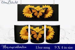 Watercolor sunflowers Mug Sublimation, Floral Design Mug Product Image 1