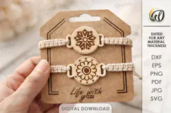 Matching Bracelets With A Holder Lasercut. Bracelet Card SVG Product Image 1