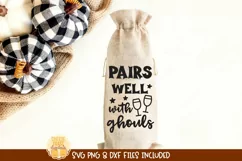 Halloween Wine Bag SVG | Pairs Well With Ghouls Product Image 1