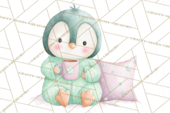 Christmas Pajama Party PNG, Watercolor Cozy Animal Clipart Product Image 2