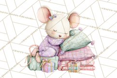 Christmas Pajama Party PNG, Watercolor Cozy Animal Clipart Product Image 5