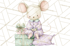 Christmas Pajama Party PNG, Watercolor Cozy Animal Clipart Product Image 2