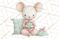 Christmas Pajama Party PNG, Watercolor Cozy Animal Clipart Product Image 4